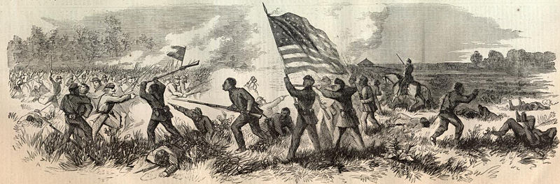 A line engraving of the battle published in Harper's Weekly